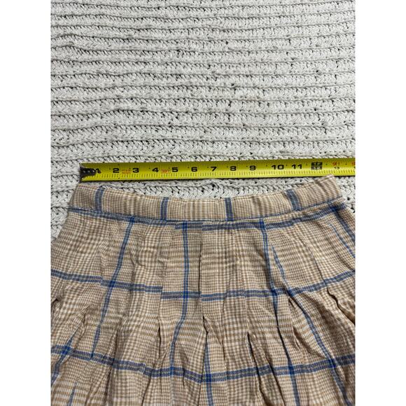 NWT Joie 2 Pc Set Cropped Long Sleeve Top Pleated Skirt Plaid Womens Medium Tan - Picture 11 of 16